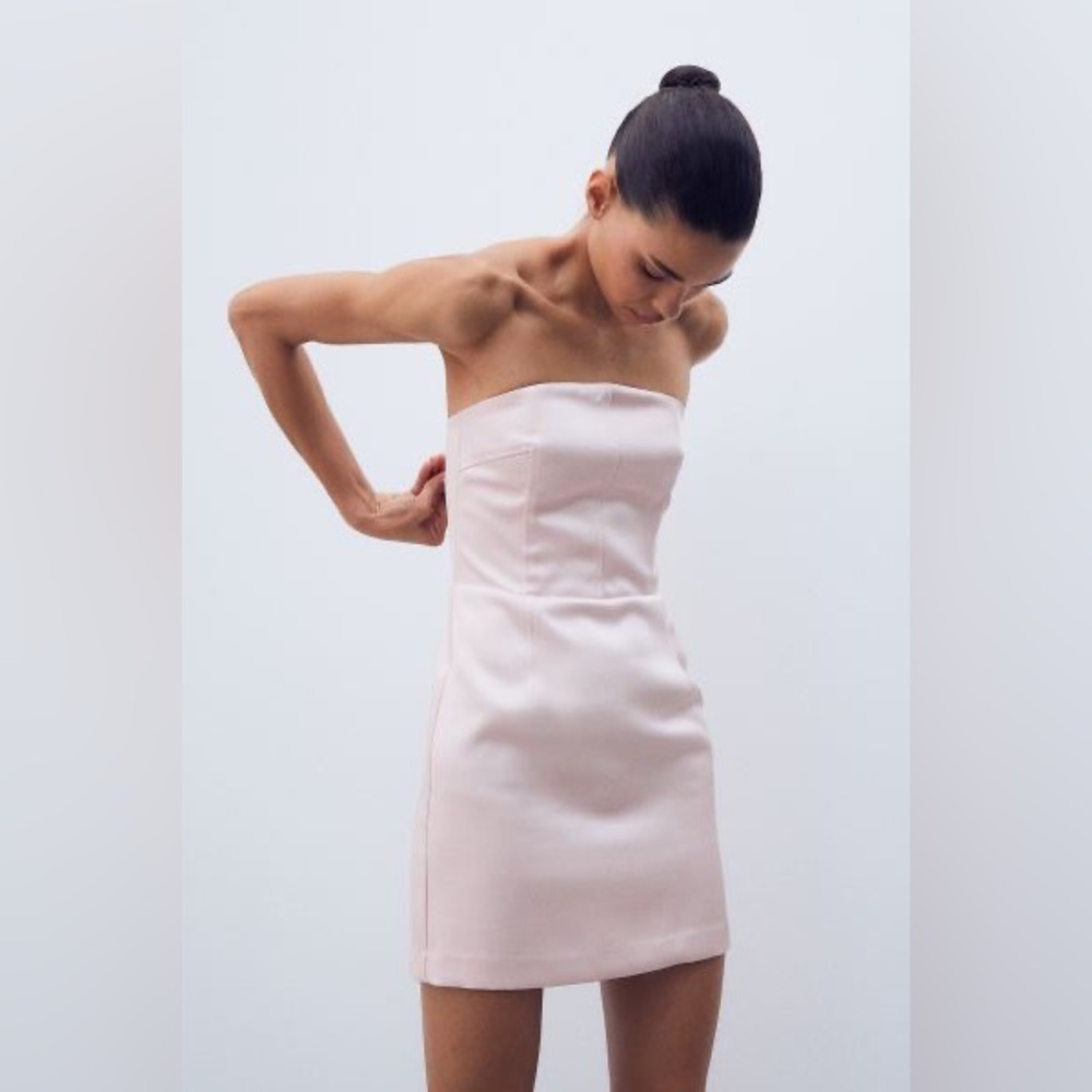 H&M Mini bandeau dress, Light Pink, Size M